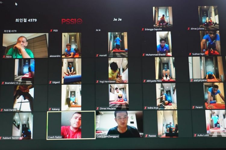 Latihan virtual timnas U19 Indonesia di Korea Selatan.