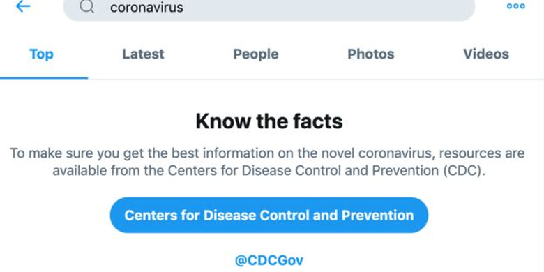 Fitur pencarian coronavirus pada Twitter