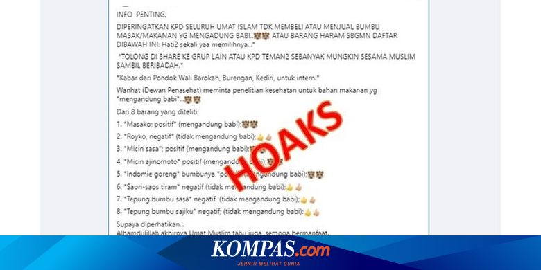 [HOAKS] Beberapa Merek Bumbu dan Makanan Mengandung Babi
