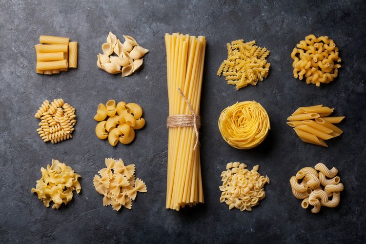 Ilustrasi pasta yang terdiri dari 5 kategori dengan 33 jenis. 
