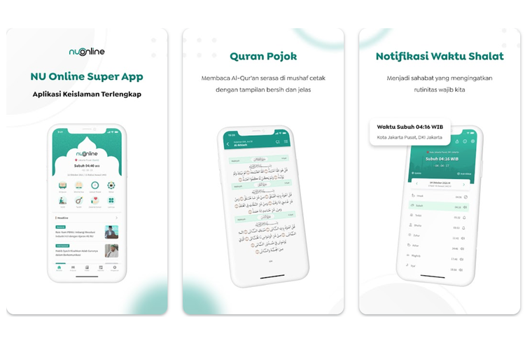 Ilustrasi aplikasi Al Quran dari NU Online Super App.
