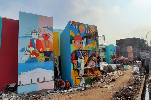 Jelang Diresmikan Anies, Kampung Gembira Gembrong Makin Sempurna dengan Mural