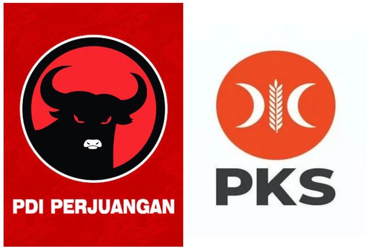 Kolase logo partai, PDI-P dan PKS
