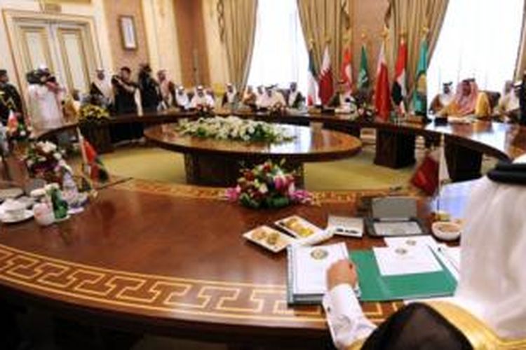 Para menteri luar negeri negara-negara Dewan Kerjasama Teluk (GCC) menggelar pertemuan di Riyadh, Arab Saudi, Kamis (12/3/2015).