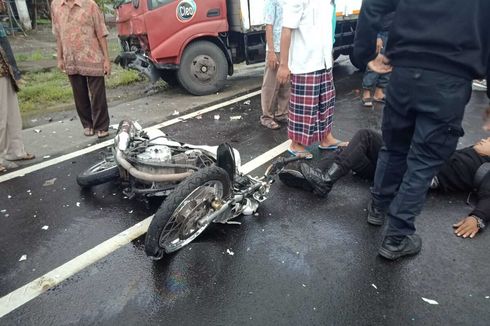 Kecelakaan Truk Boks Vs Sepeda Motor, Seorang Polisi Alami Luka Berat