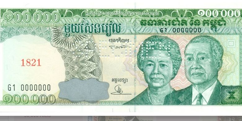 Mata uang Kamboja dengan nilai 900.000 riel.
