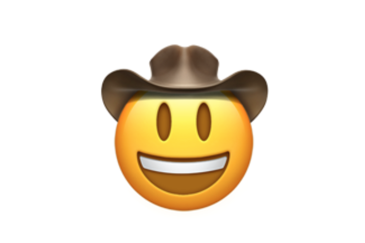 Ilustrasi emoji memakai topi koboi.