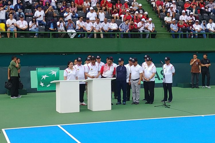 Presiden Joko Widodo meresmikan venue lapangan tenis indoor dan outdoor di Kompleks Gelora Bung Karno (GBK), Sabtu (3/2/2018) pagi.