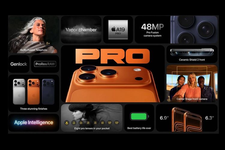 Spesifikasi kunci iPhone 17 Pro dan iPhone 17 Pro Max.