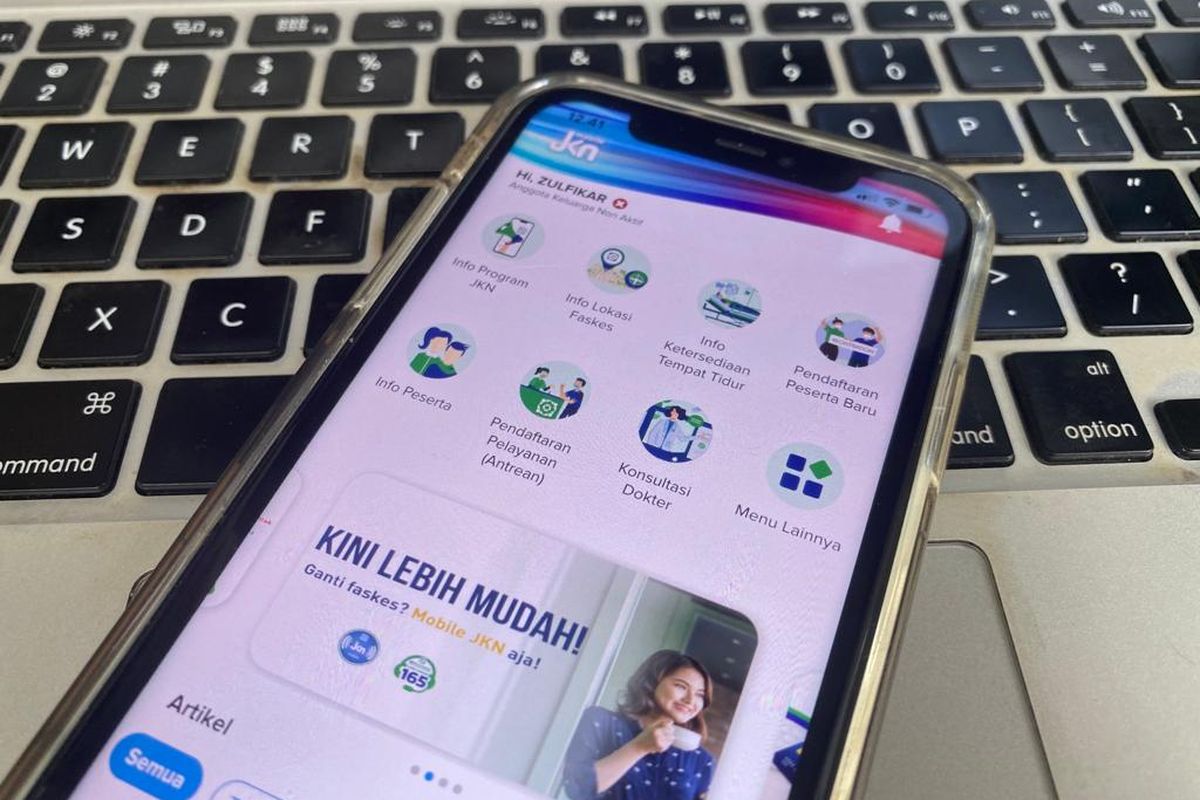 Tampilan aplikasi Mobile JKN. Cara ubah faskes BPJS Kesehatan secara online.