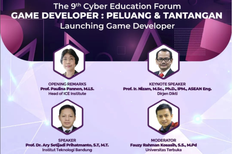 ICE Institute yang berada di bawah naungan Universitas Terbuka (UT) meluncurkan program Microcredential Game Developer pada Sabtu, 29 Januari 2022, dalam webinar Cyber Education Forum (CEF) ke-9 bertema Program Game Developer: Peluang dan Tantangan.