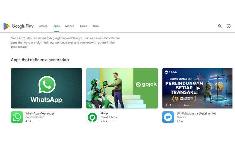 Layanan on-demand terdepan di Asia Tenggara milik PT GoTo Gojek Tokopedia Tbk (GOTO), Gojek, masuk dalam jajaran aplikasi ?Defined of a Decade? versi Google Play Store. 