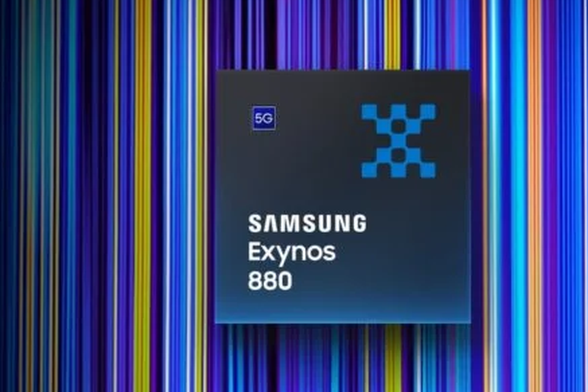 System on Chip Samsung Exynos 880 yang terintegrasi modem 5G.