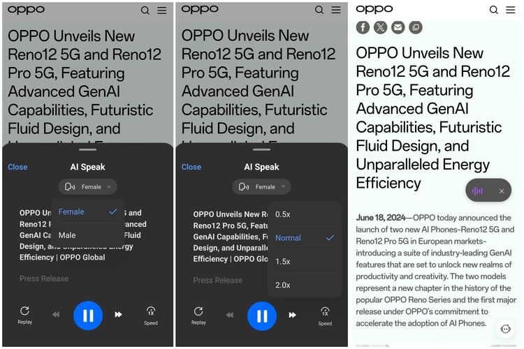 Cara pakai fitur AI Speak di Oppo Reno 12 5G.