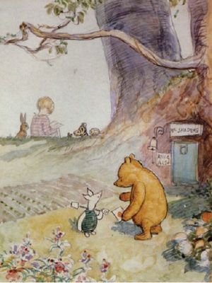 Winnie-the-Pooh dan Piglet, ilustrasi oleh E.H. Shepard. (Courtesy Everett Collection via Britannica)