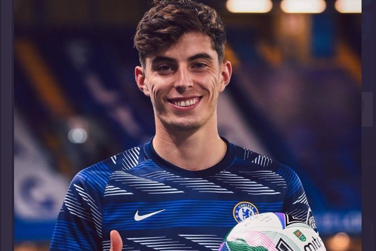 Ekspresi Kai Havertz setelah laga Chelsea vs Barnsley pada Putaran Ketiga Piala Liga Inggris.