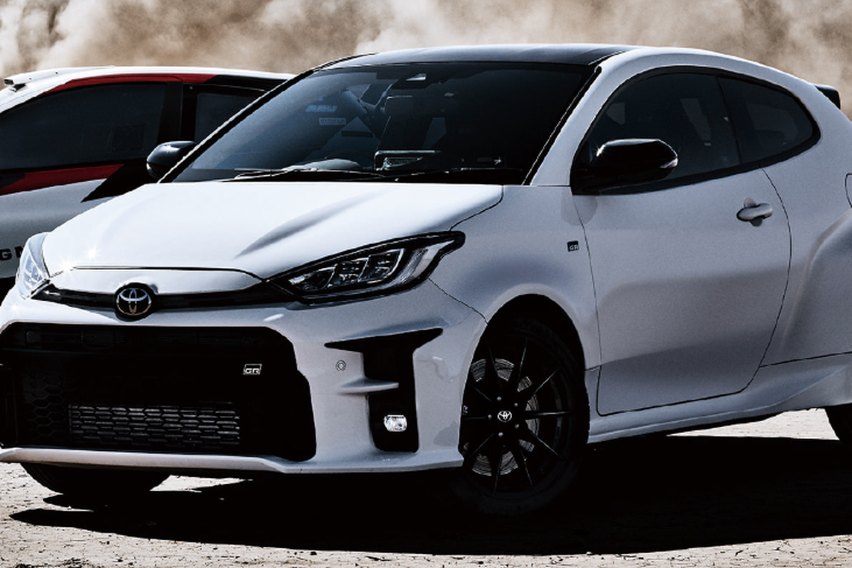 Toyota GR Yaris yang diperkenalkan bersamaan dengan peluncuran tim Gazoo Racing untuk musim balap di ajang World Rally Championship (WRC) 2020, di Tokyo pada Jumat (10/1/2020).