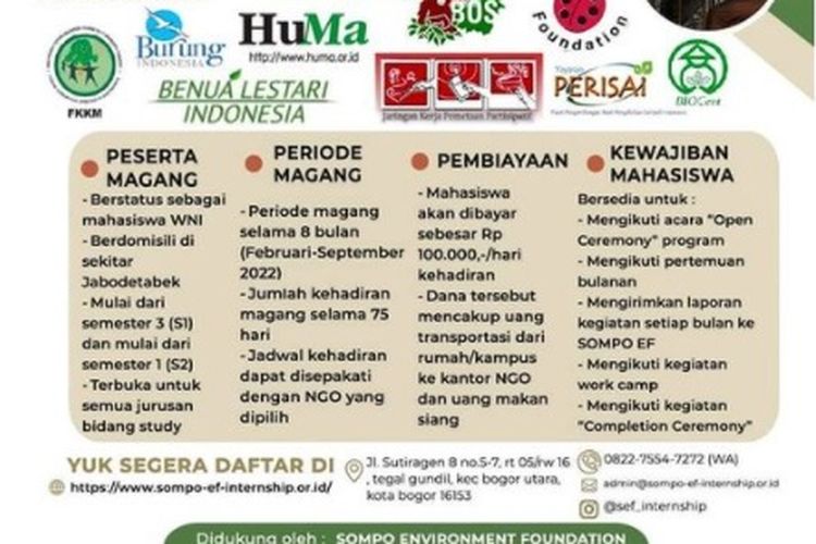 Sompo Environment Foundation Magang bagi Mahasiswa