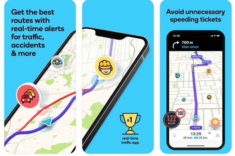 Ilustrasi aplikasi untuk melihat kemacetan Waze