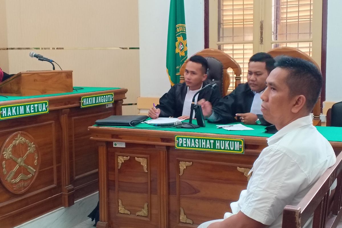 AKBP Achiruddin saat menjalani sidang tuntutan di Pengadilan Negeri Medan, Senin (11/9/2023). Persidangan sendiri ditunda karena jaksa belum menyiapkan berkas tuntutan  