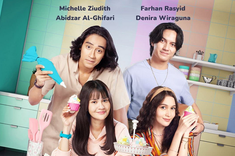 Farhan Rasyid, Abidzar Al Ghifari, Michelle Ziudith, and Denira Wiraguna in Cupcake untuk Rain (2022)