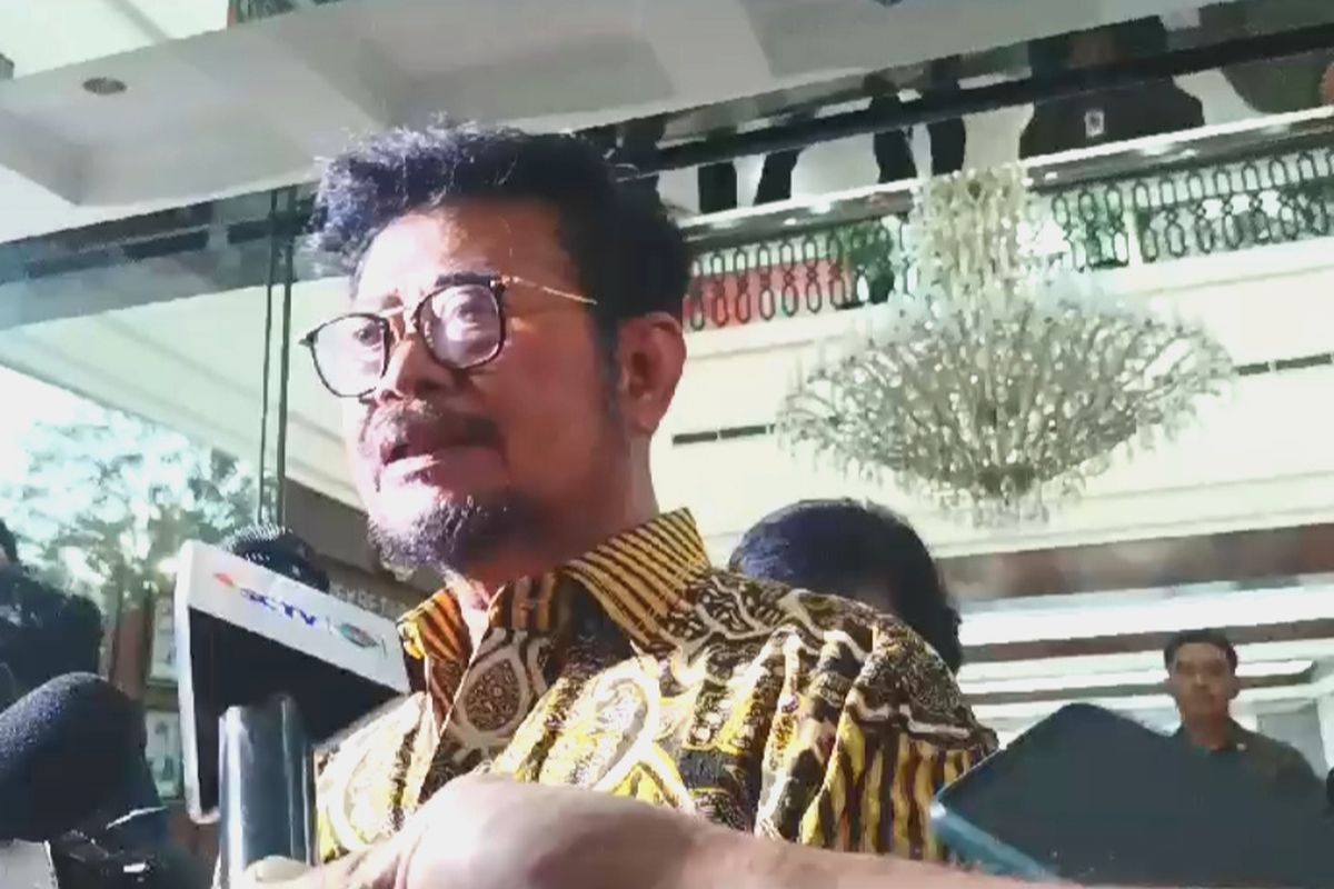 Menteri Pertanian Syahrul Yasin Limpo di Gedung Kemensetneg, Kamis (5/10/2023)..