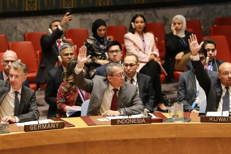 Duta Besar dan Wakil Tetap RI untuk PBB Dian Triansyah Djani dalam pertemuan Dewan Keamanan PBB di New York, Selasa (17/9/2019)