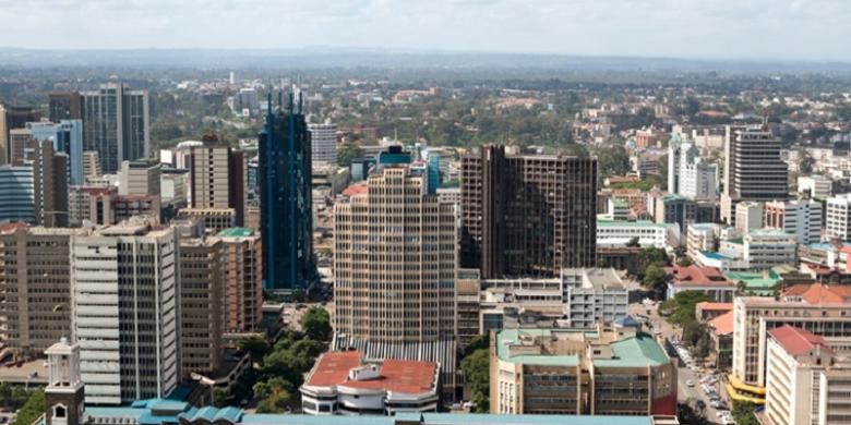 Pusat kota Nairobi, Kenya.