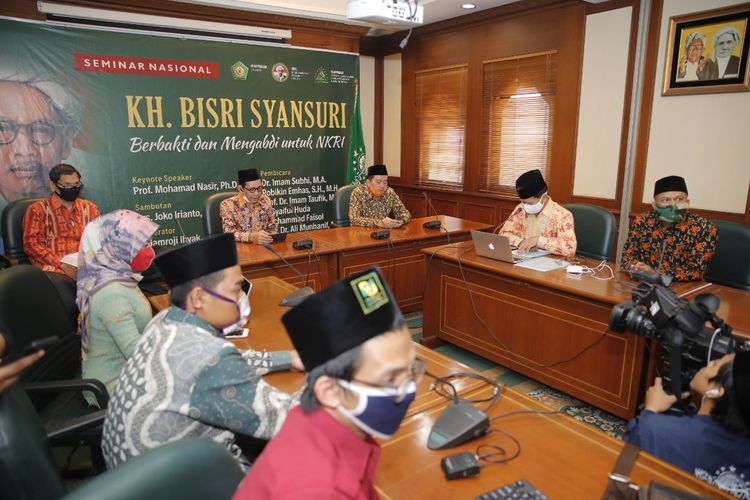 Seminar Nasional bertajuk KH Bisri Sansuri : Berbakti dan Mengabdi untuk NKRI, di Gedung PBNU, Jakarta, Rabu (20/5/2020).
