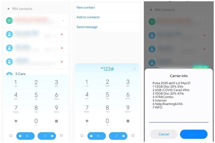 Cara mengakses menu USSD untuk melihat pulsa di aplikasi dialer ponsel.