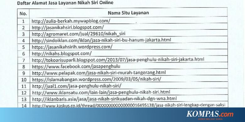 Kemenag Laporkan 45 Alamat Jasa Layanan Nikah Siri Online