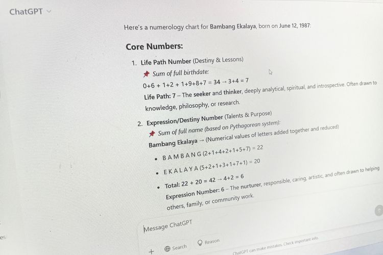 Cara membuat numerologi ChatGPT.