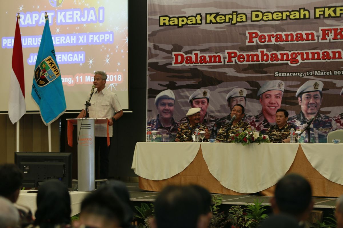 Rapat Kerja Daerah FKPPI Jawa Tengah dihadiri Dewan Penasehat FKPPI, Ganjar Pranowo, Minggu (11/3/2018)