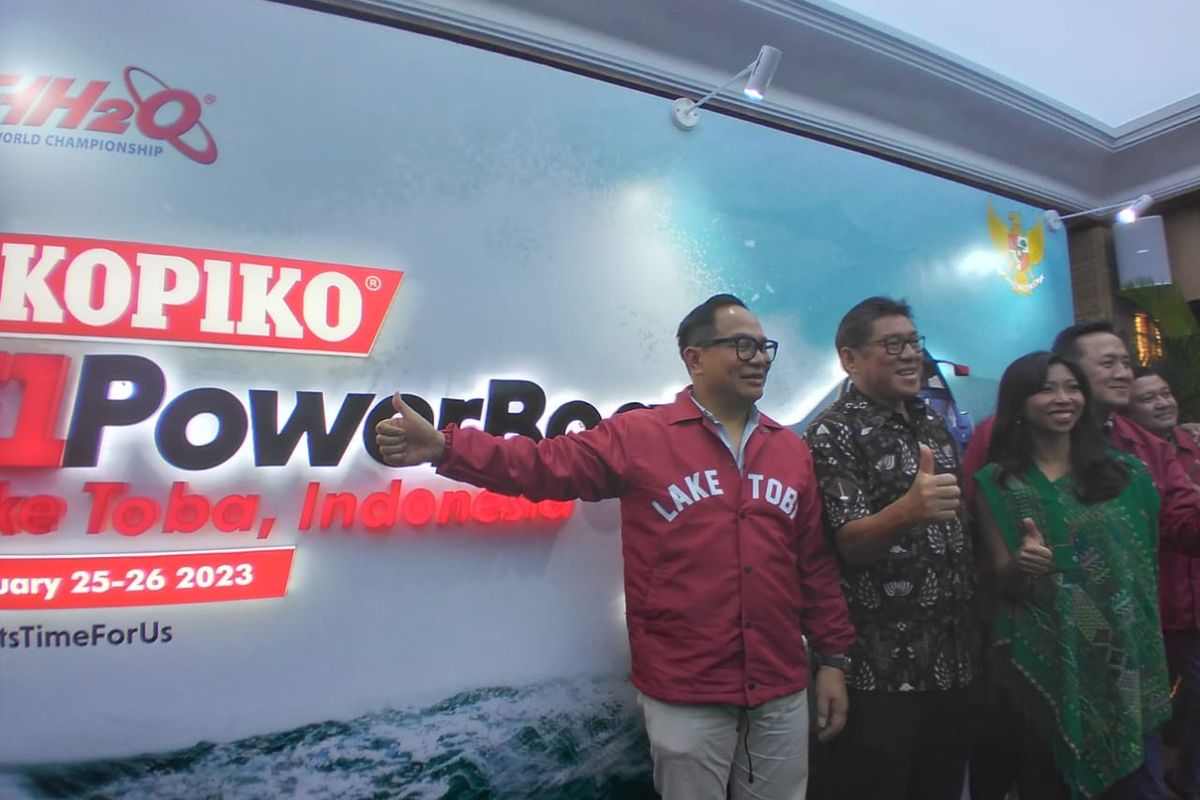 Konferensi pers  F1 Powerboat di Sarinah, Jakarta, Selasa (14/2/2023)