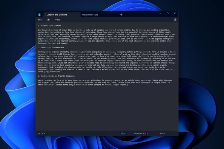 ilustrasi Notepad dengan tab di Windows 11