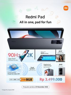 Spesifikasi kunci Redmi Pad di Indonesia.