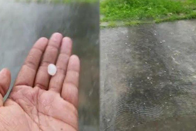 Hujan es dan angin kencang melanda sejumlah wilayah di Kota Malang, Kamis (23/12/2021)