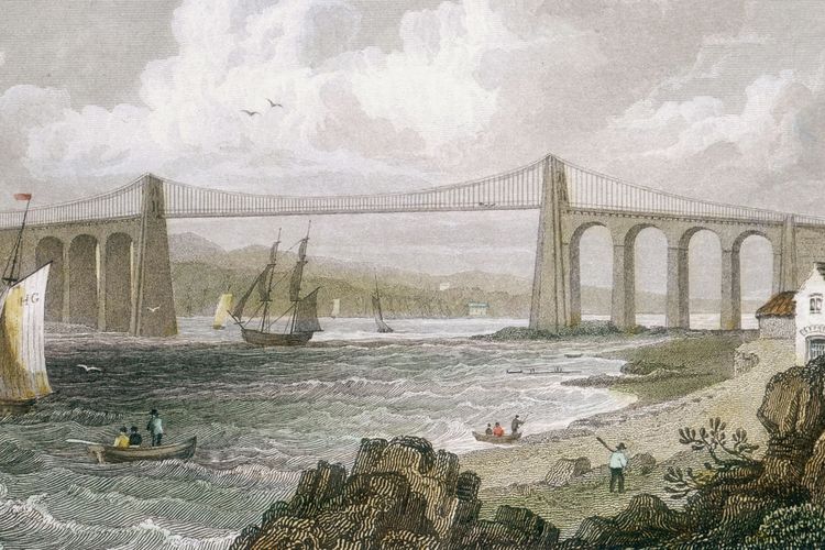 Ilustrasi Jembatan Menai pada 1830