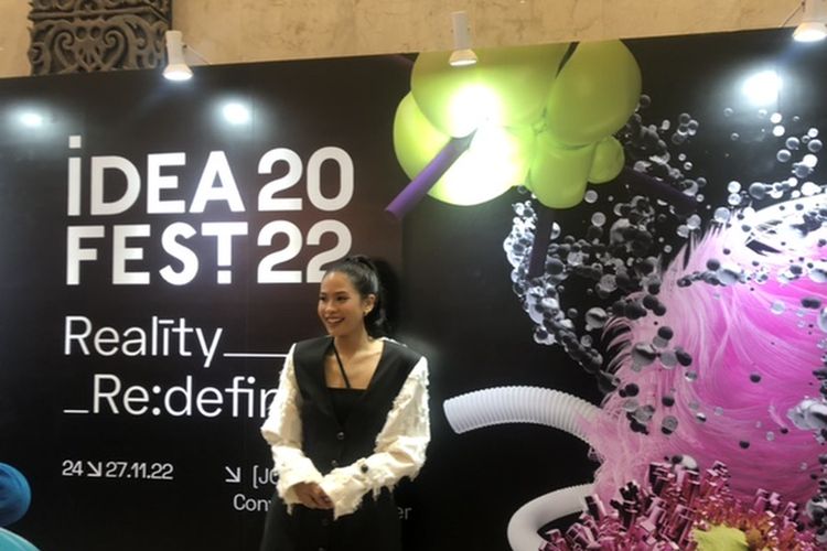 Maudy Ayunda di IdeaFest 2022, Kuningan, Jakarta Selatan, Minggu (27/11/2022).