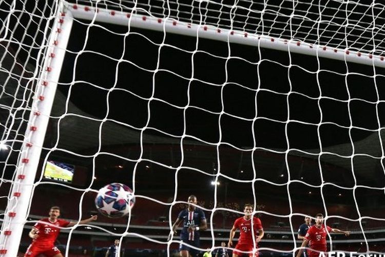 Kingsley Coman mencetak gol kemenangan Bayern Muenchen saat melawan PSG di final Liga Champions, 23 Agustus 2020. Bayern juara Liga Champions seusai mengalahkan PSG dengan skor 1-0.