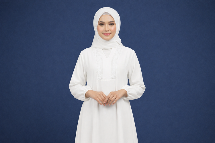 Gamis A-Line Ceruty Broken White