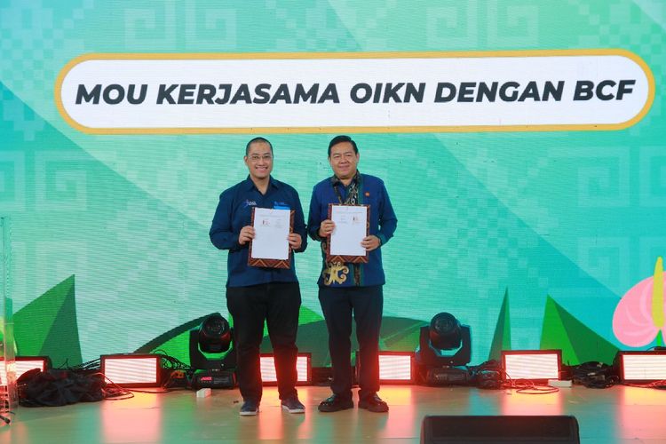Otorita Ibu Kota Nusantara (IKN) bersama Bakrie Center Foundation (BCF) menandatangani kesepakatan kerja sama terkait pendidikan, penelitian, dan pengabdian masyarakat dalam rangkaian Nusantara Fair 2024 di Grand Atrium Mall Kota Kasablanka pada Jumat (26/01/2024).