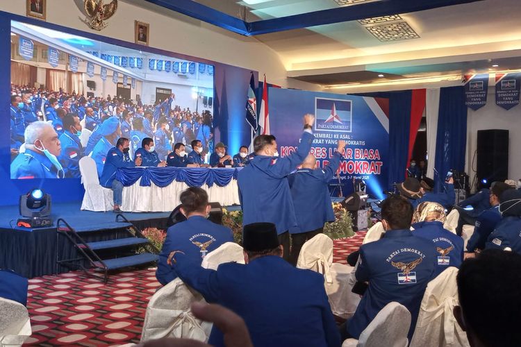 Kongres Luar Biasa (KLB) Partai Demokrat di Sibolangit, Deliserdang, Sumatera Utara, Jumat (5/3/2021).
