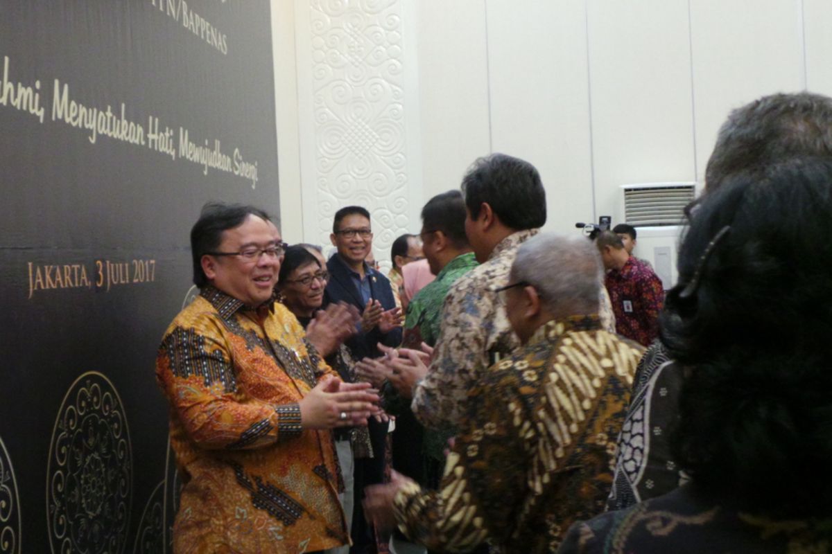 Halal bihalal Menteri PPN Bambang Brodjonegoro dengan pegawai Bappenas, di kantor Bappenas, Menteng, Jakarta Pusat, Senin (3/7/2017).