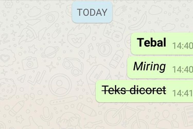 Format teks di pesan instan WhatsApp.