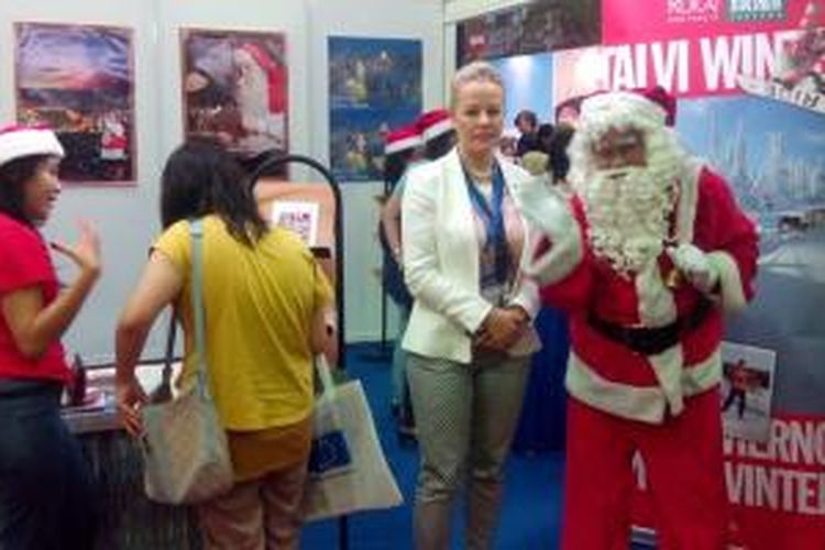 Booth Finlandia di Pameran Wisata dan Budaya, Destination Europe di Balai Kartini, Jakarta, Sabtu (18/10/2014). Pameran digelar sampai Minggu (19/10/2014).