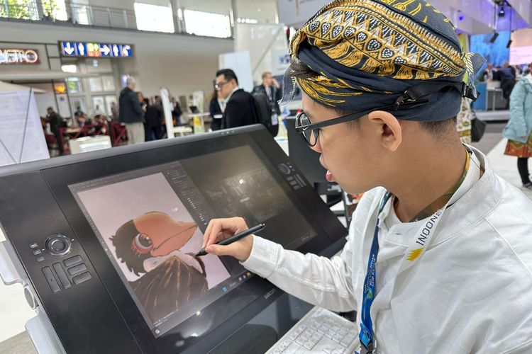 Salah satu siswa SMK RUS Kudus hadir di Hannover Messe 2023.
