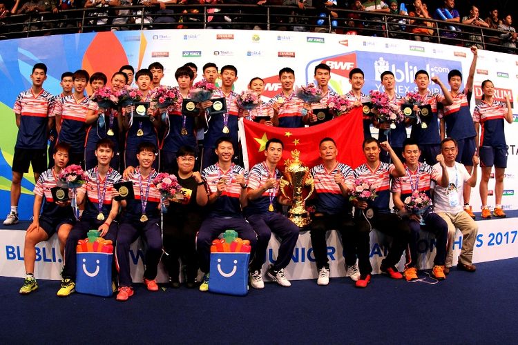 Tim China membawa lagi Piala Suhandinata dnegana mengalahkan Malaysia 3-1, Sabtu (14/10/2017)
