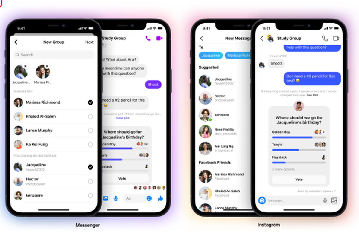 Integrasi Instagram dan Messenger yang memungkinkan pengguna saling nimbrung ke obrolan grup lintas platform.
