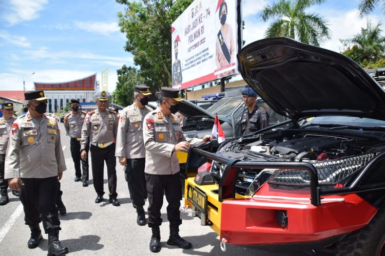 Pengecekan kendaraan taktis milik kepolisian di Mapolda Bangka Belitung, Kamis (1/9/2022).